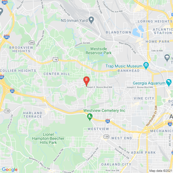 Hightower Gardening location map: 1720 Joseph E. Boone Blvd NW, Atlanta, GA 30314, USA, Atlanta, Georgia